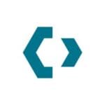 A blue and white logo of the company cmerge.